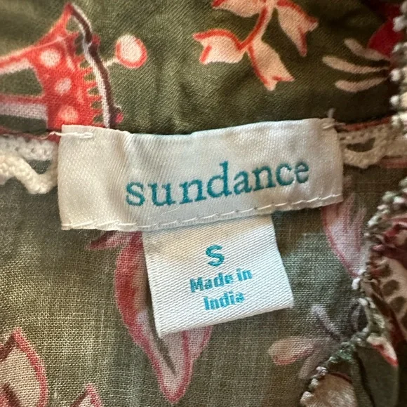 Sundance Cotton Floral Green Women's Top Size Small - Picture 3 of 5
